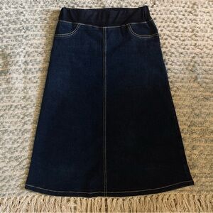 Modest denim midi skirt